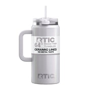 RTIC Road Trip 64 oz Leak-Resistant Straw Lid Ceramic Lined Tumbler, White Glitter