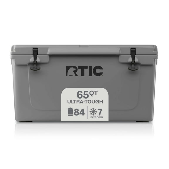 RTIC 65 QT Ultra-Tough Rotomolded Hard-Sided Ice Chest Cooler, Fits 84 Cans, Dark Grey