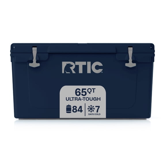 RTIC Ultra-Tough 65 Qt Hard-Sided Ice Chest Cooler, Fits 84 Cans, Navy