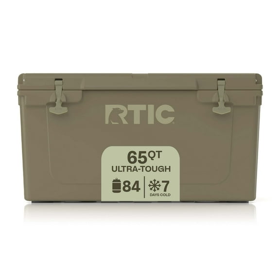 RTIC 65 QT Ultra-Tough Rotomolded Hard-Sided Ice Chest Cooler, Fits 84 Cans, Olive