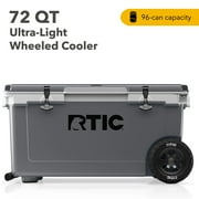 RTIC 72 QT Ultra-Light Wheeled Hard-Sided Ice Chest Cooler, Fits 96 Cans, Dark Grey & Cool Grey