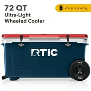 RTIC 72 QT Ultra-Light Wheeled Hard-Sided Ice Chest Cooler, Fits 96 Cans, Patriot