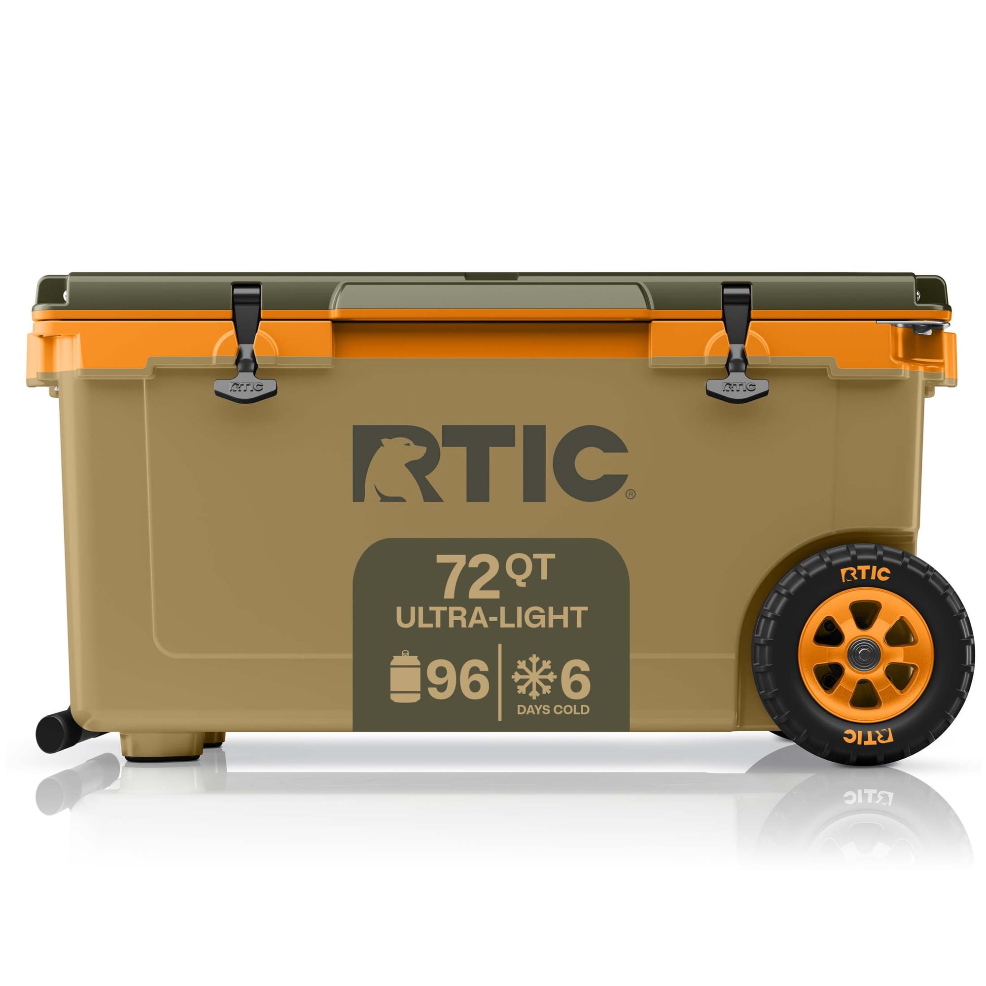 RTIC 72 QT Wheeled Hard-Sided Ice Chest Cooler, Ultra-Light, Fits 96 Cans, Trailblazer