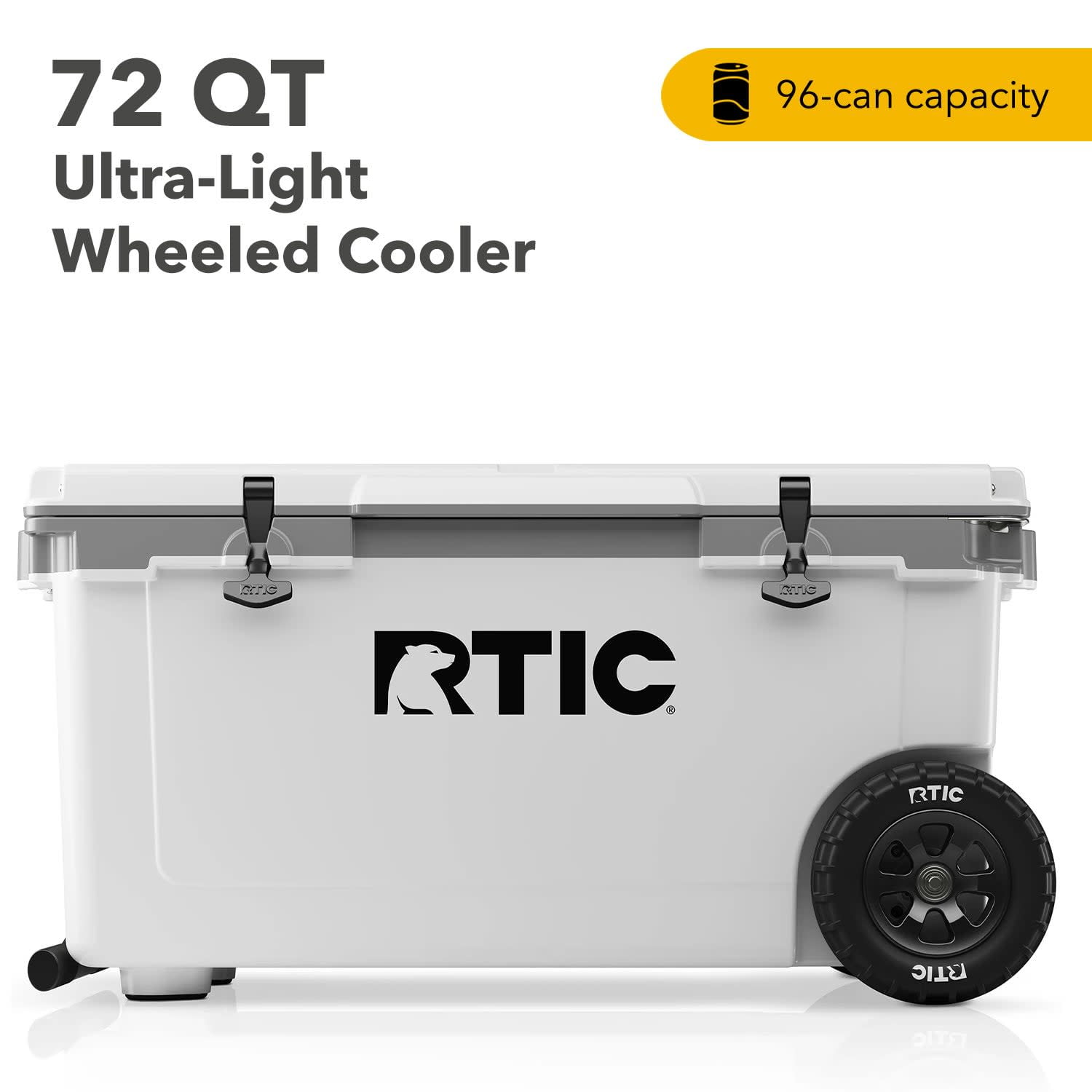 RTIC 72 QT Ultra-Light Wheeled Hard-Sided Ice Chest Cooler, Fits 96 Cans, White & Grey - Walmart.com