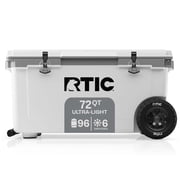RTIC 72 Qt 96-Can Ultra-Light Rolling Cooler, White & Grey
