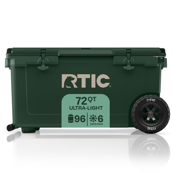 RTIC 72 Qt 96-Can Ultra-Light Rolling Cooler, Dark Pine
