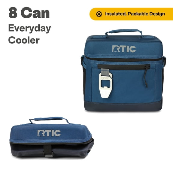 RTIC 8 Can Everyday Soft Cooler, 5 qt Collapsible with Bottle Opener,  Navy
