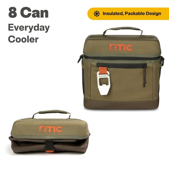 RTIC 8 Can Everyday Soft Cooler, 5 qt Collapsible with Bottle Opener, Olive