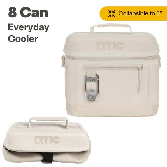 RTIC 8 Can Everyday Cooler, Insulated Soft Cooler with Collapsible Design, Sand