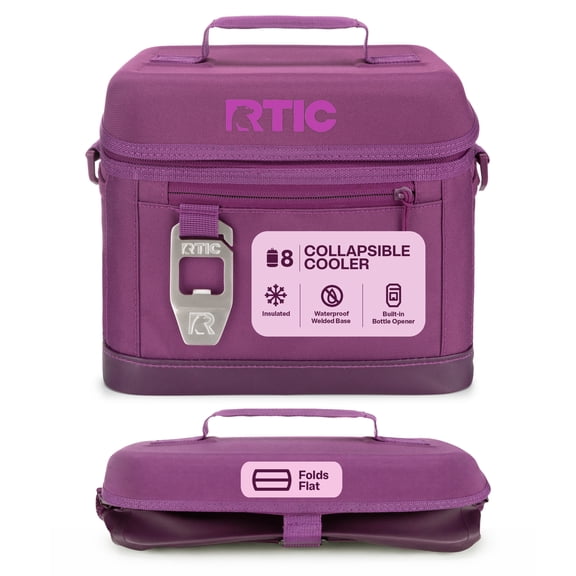 RTIC 8-Can, 5 Qt, Collapsible Soft Cooler with Bottle Opener, Berry Jam