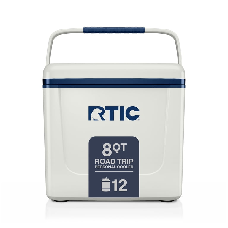 RTIC 8 Qt 12-Can Road Trip Ice Chest Cooler, Cool Grey & Navy
