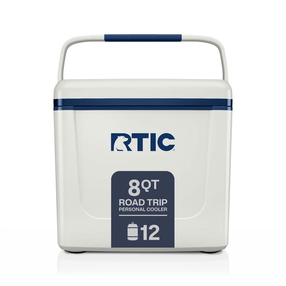RTIC 8 Qt 12-Can Road Trip Ice Chest Cooler, Cool Grey & Navy