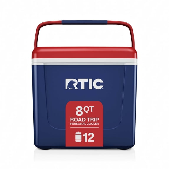 RTIC Road Trip Personal Cooler, 8 QT, 12 Can Hard-Sided Ice Chest Cooler, Patriot
