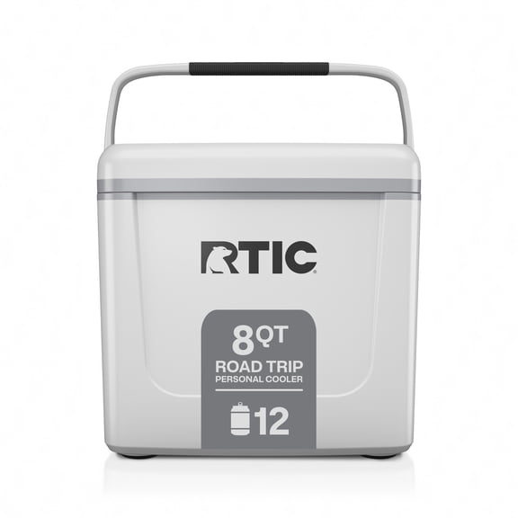 RTIC 8 Qt 12-Can Road Trip Ice Chest Cooler, White & Grey