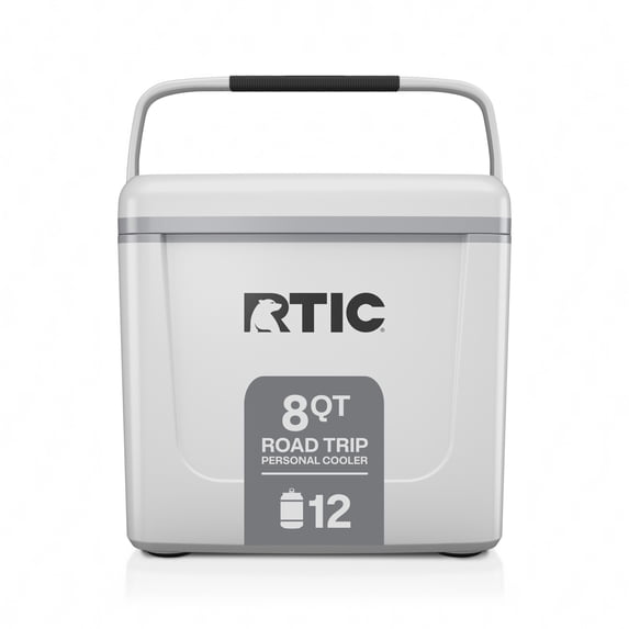 RTIC 8 Qt 12-Can Road Trip Ice Chest Cooler, White & Grey