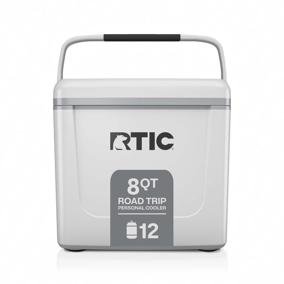 RTIC Small Cooler, 8 Quart Ice Chest, 12 Can Capacity, White and Gray