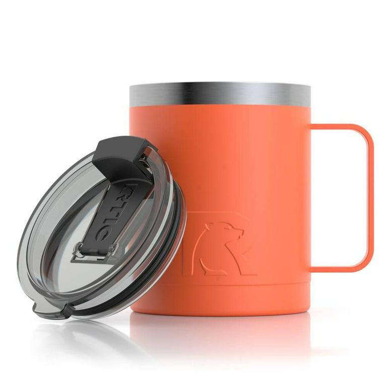 RTIC Coffee Mug with Handle, 12oz, Orange, Portable Travel Thermal Camping  Cup, Vacuum-Insulated with Lid, Stainless Steel, Sweat Proof, Keeps Hot&  Cold Longer 