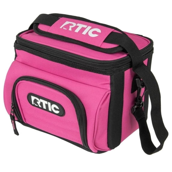 RTIC Day Cooler Bag 6 Can, Soft Sided Portable Insulated Cooling Bags for Lunch, Beach, Drink, Beverage, Travel, Camping, Picnic, for Men and Women, Hot Pink