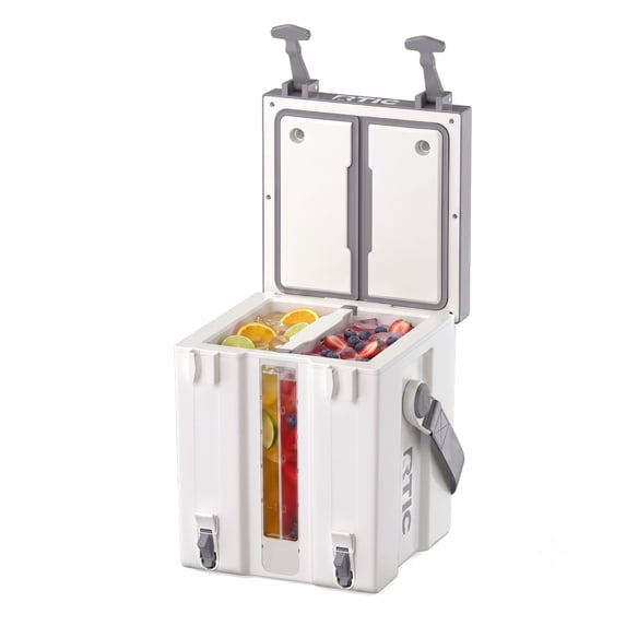 RTIC Double-Time Water Cooler, 4 Gallon Hard-Sided Water Cooler, White & Grey