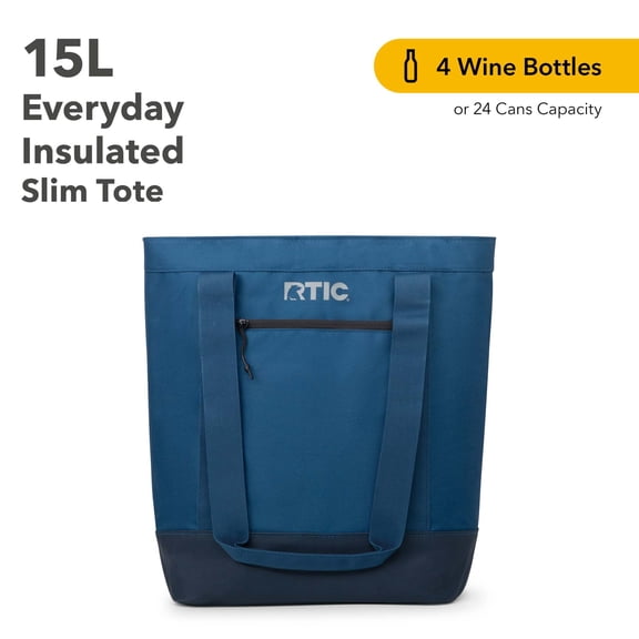 RTIC Everyday Insulated Slim Tote Bag, 15 Ltr Cooler Bag, Leak-Free Interior, Navy