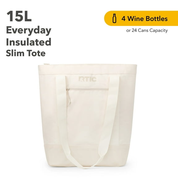 RTIC Everyday Insulated Slim Tote Bag, 15 Ltr Cooler Bag, Leak-Free Interior, Sand