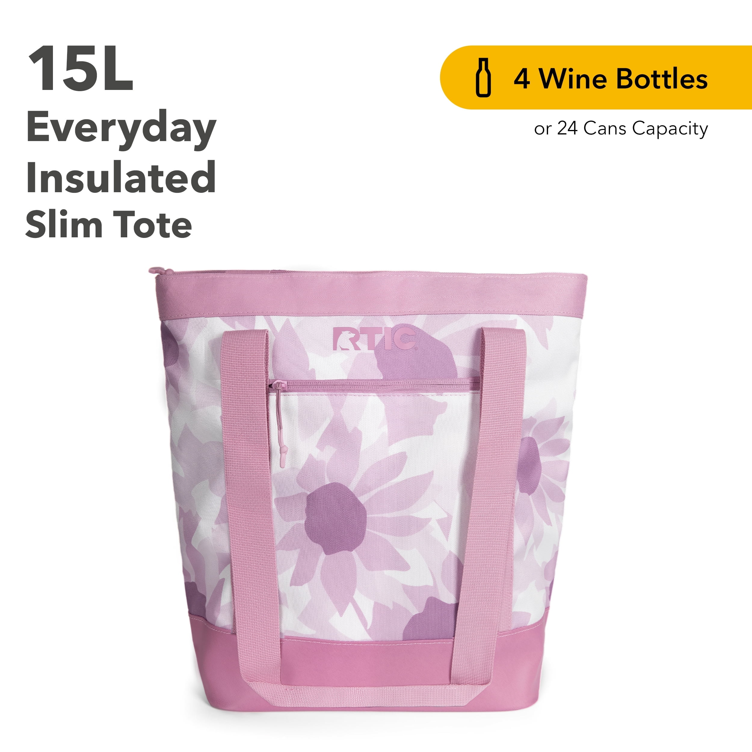RTIC Everyday Insulated Slim Tote Bag 15 ltr Cooler Bag Leak Free Interior Pink Water Lilies Walmart