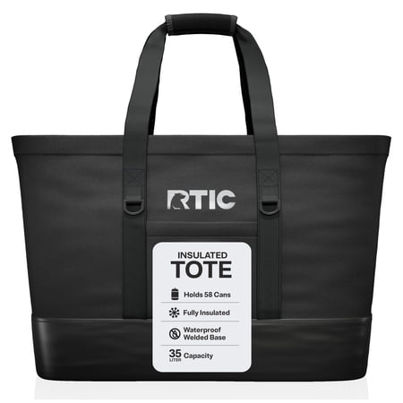 RTIC 58-Can, 35 Ltr, Insulated Tote Bag, Cooler Bag with Leak-Free Interior, Black