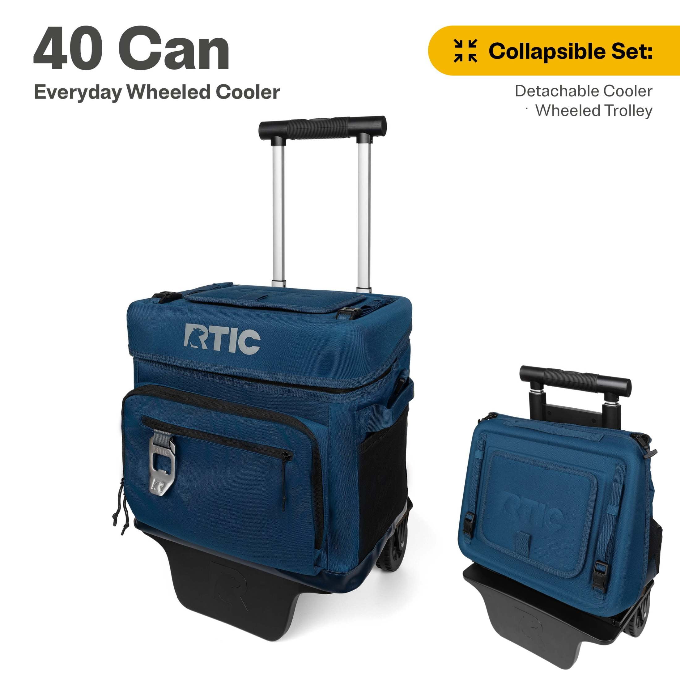Navy Insulated Wheeled Cooler with Collapsible Trolley