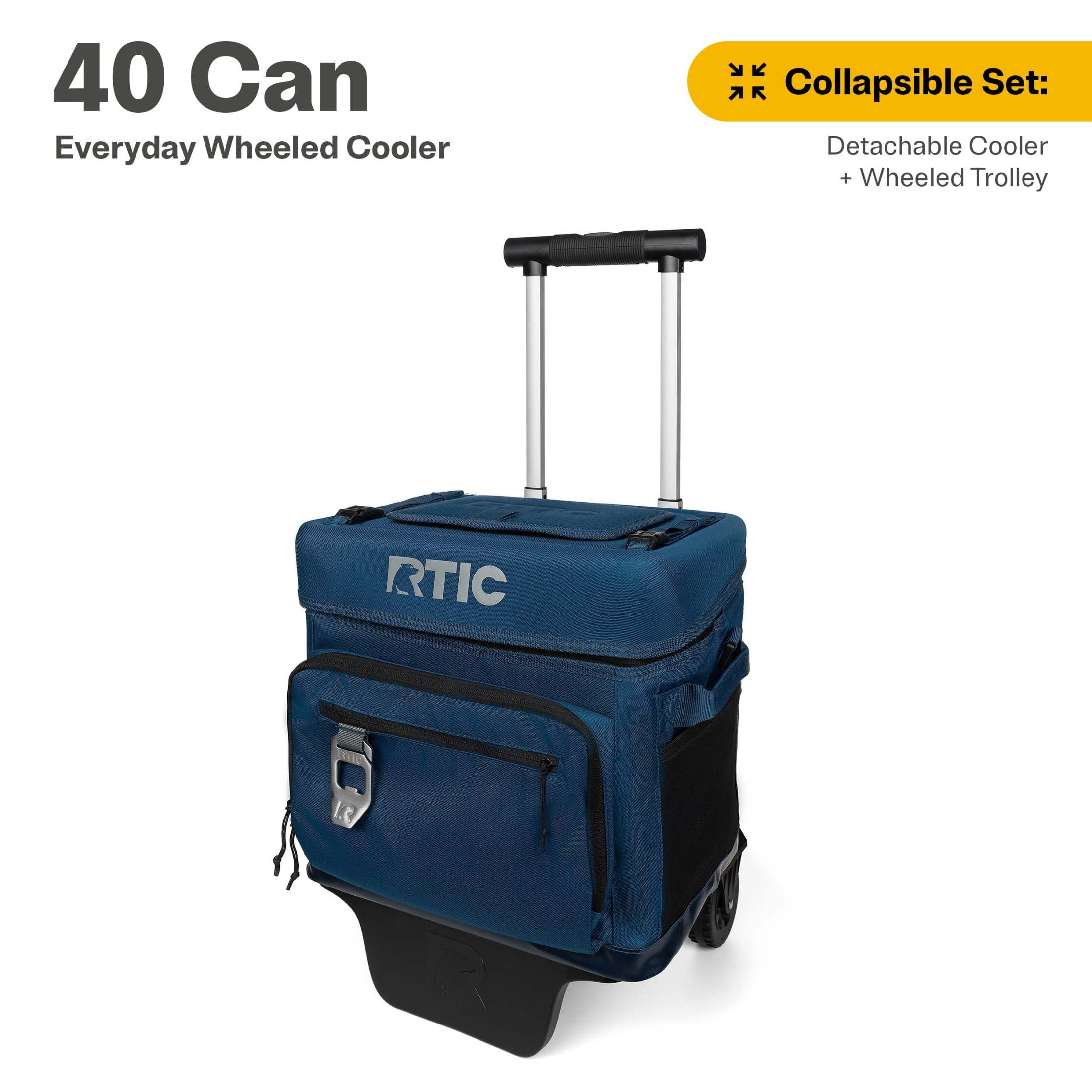 Navy Insulated Wheeled Cooler with Collapsible Trolley