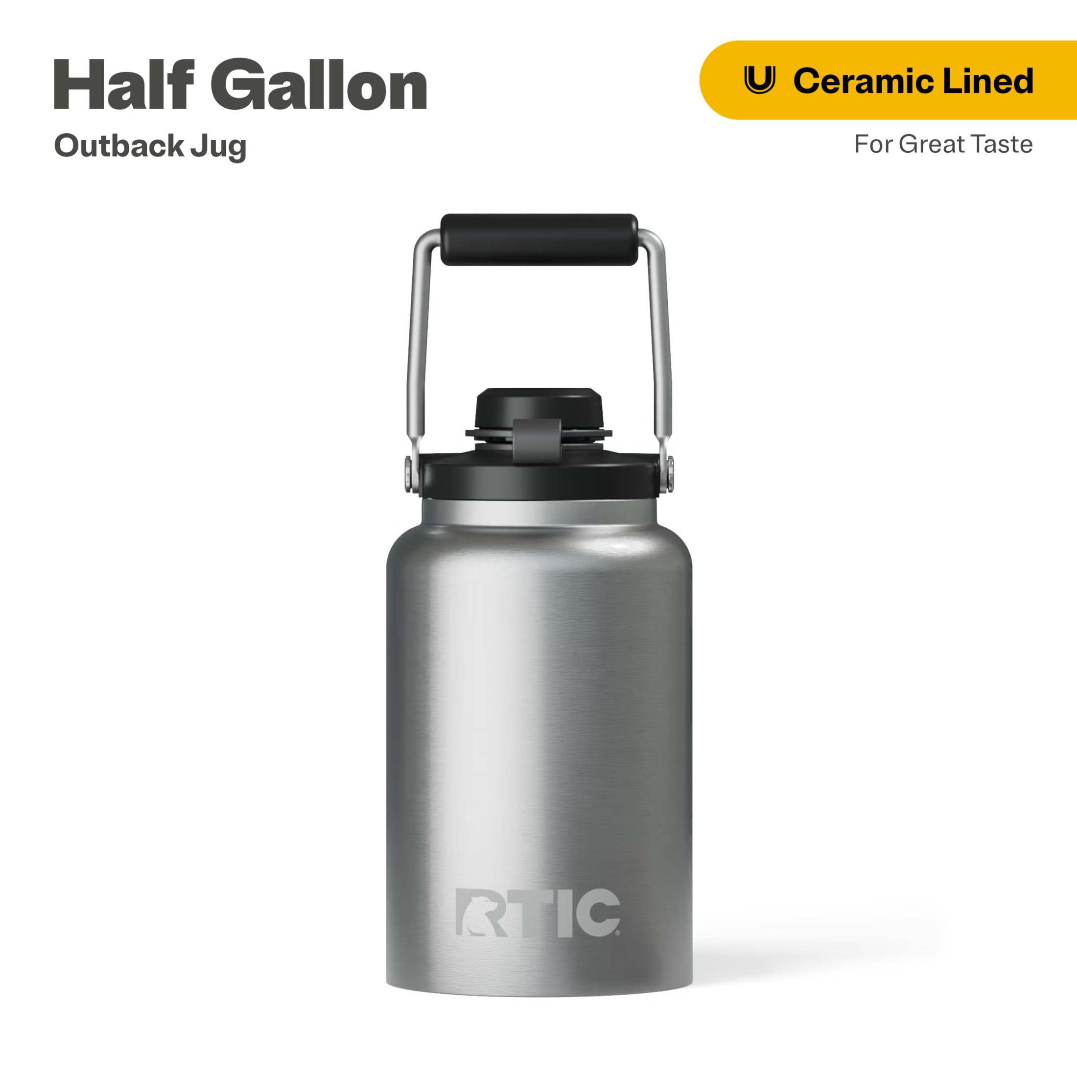 RTIC Half Gallon Ceramic Lined Insulated Outback Jug, Leak Proof