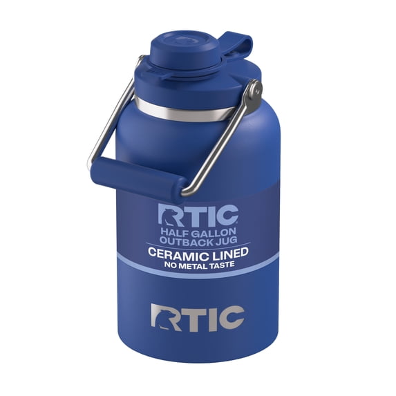 RTIC Half Gallon Ceramic Lined Insulated Outback Water Bottle Jug, Leak Proof, Cobalt