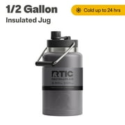 RTIC Half Gallon Jug, Durable Stainless Steel Insulated Jug with Built-In Handle, Graphite