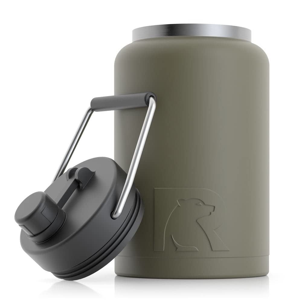 RTIC Half Gallon Jug with Handle, Vacuum Insulated Water Bottle Metal  Stainless Steel Double Wall Insulation, Thermos Flask Hot and Cold Drinks,  Sweat Proof for Travel Hiking and Camping, Stainless 
