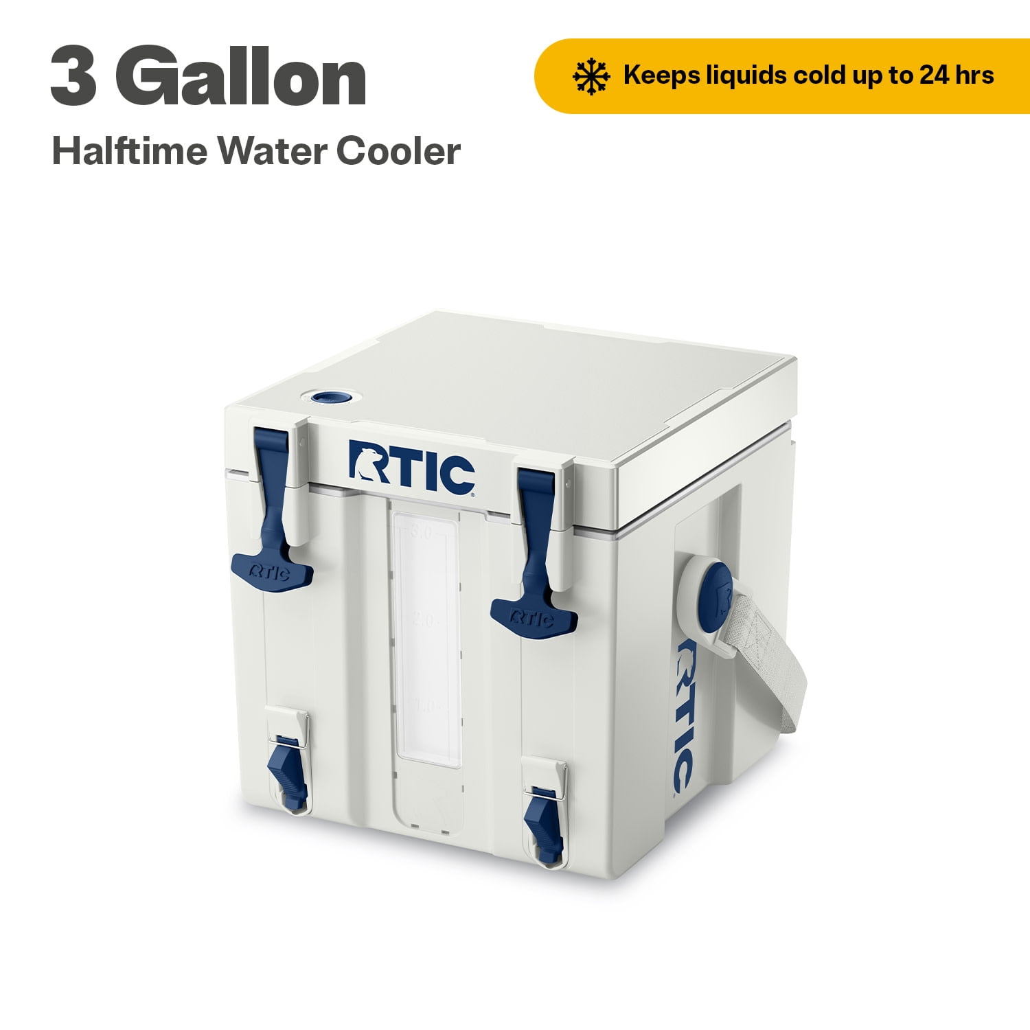 RTIC Halftime Water Cooler, 3 Gallon Hard-Sided Water Cooler, Cool Grey & Navy