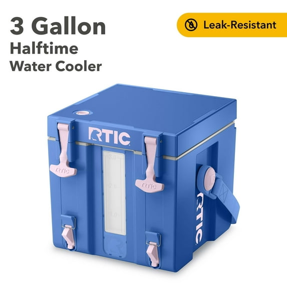 RTIC Halftime Water Cooler, 3 Gallon Hard-Sided Water Cooler, Pond/Pale Pink