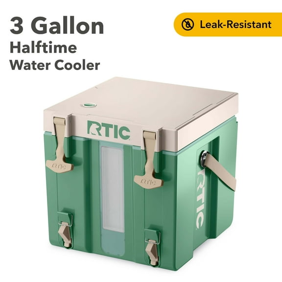 RTIC Halftime Water Cooler, 3 Gallon Hard-Sided Water Cooler, Sage/Beach