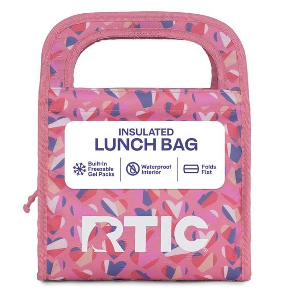RTIC Insulated Lunch Bag, Soft-Sided Freezable & Collapsible Cooler, Sweet Hearts