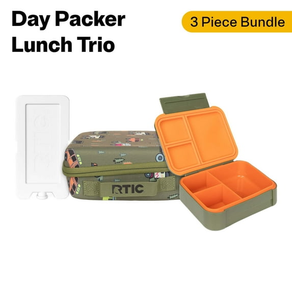RTIC Lunch Trio, Lunch Box, Container and Ice Pack, Insulated, Leak Proof, Happy Camper
