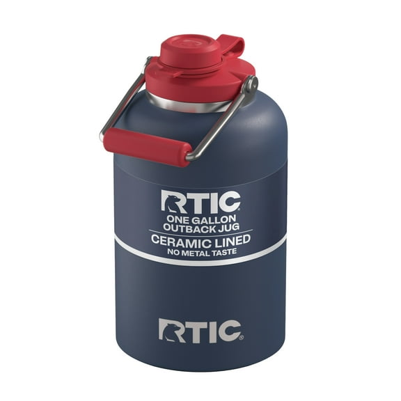 RTIC One Gallon Ceramic Lined Insulated Outback Water Bottle Jug, Leak Proof, Patriot