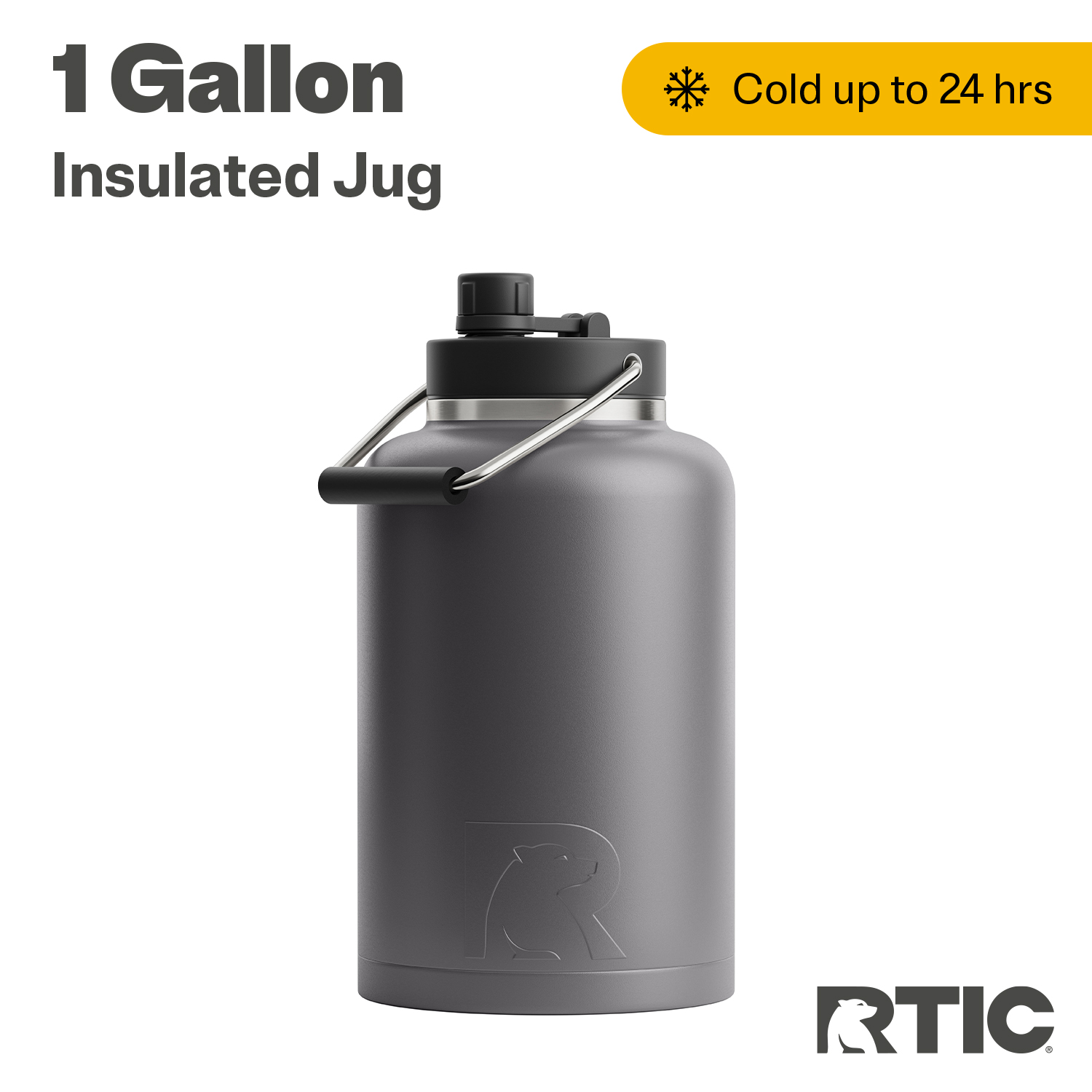 RTIC One Gallon Jug, Durable Stainless Steel Insulated Jug with Built
