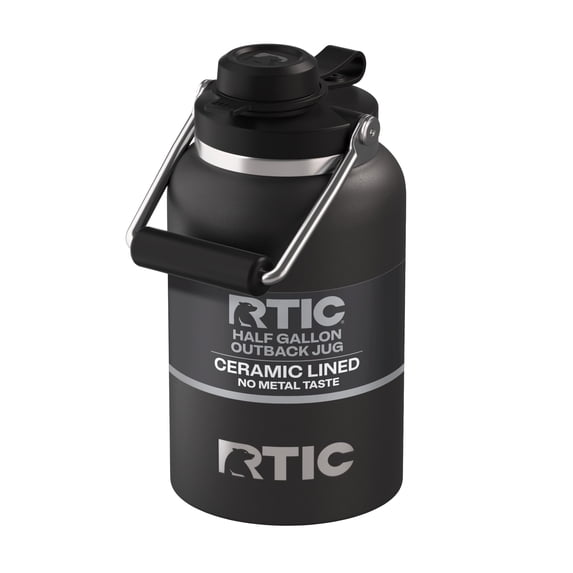 RTIC Outback Half Gallon Insulated Ceramic Lined Water Jug, Black
