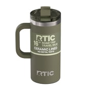 RTIC Road Trip 16 oz Ceramic Lined Leak-Resistant Lid Travel Mug, Olive