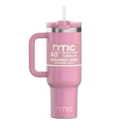 RTIC Road Trip 40 oz Leak-Resistant Straw Lid Ceramic Lined Tumbler, Dusty Rose Glitter