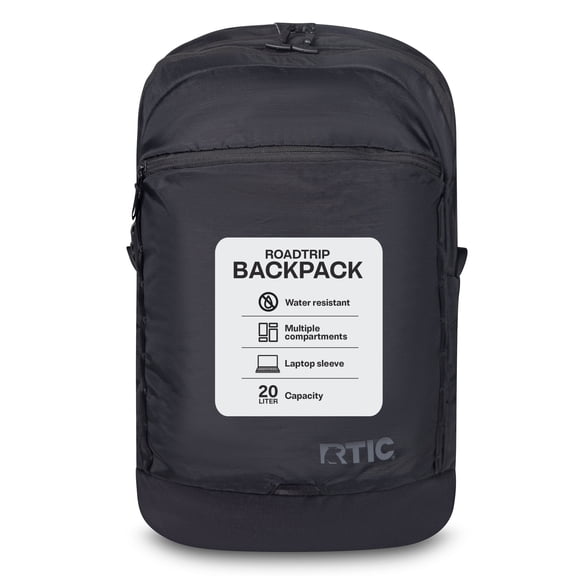 RTIC Road Trip Backpack, Water Resistant, Mesh Back Panel, 20 Liters, Black