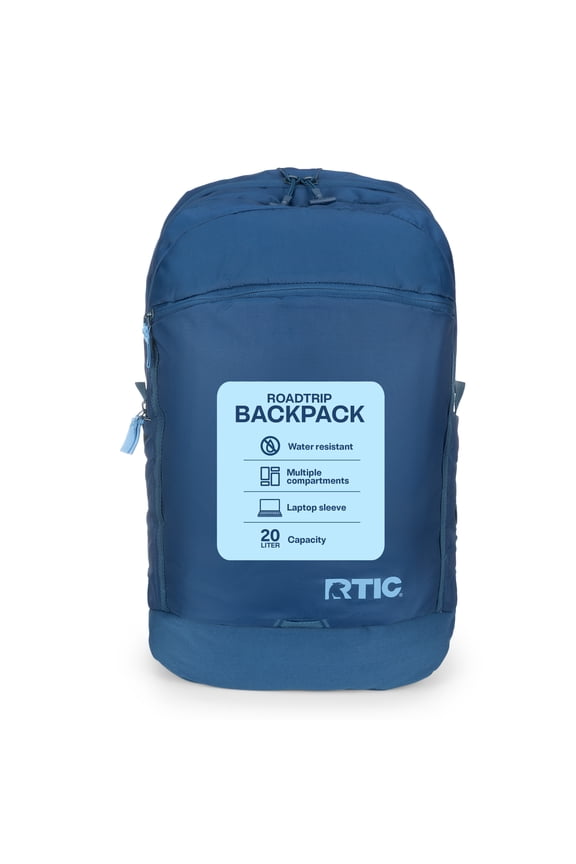 Road Trip Backpack, Water Resistant, Mesh Back Panel, 20 Liters, Navy & Denim