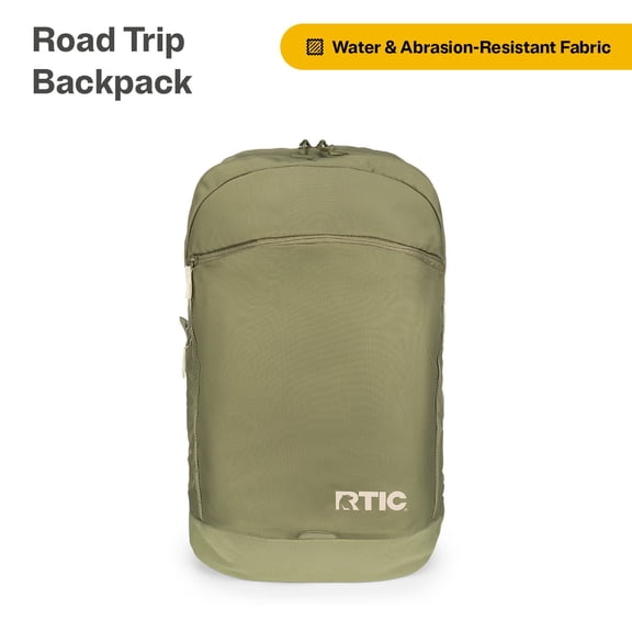 RTIC Road Trip Backpack, Water Resistant, Mesh Back Panel, 20 Liters, Olive & Beach