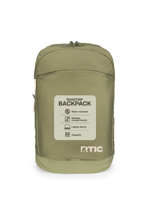 Road Trip Backpack, Water Resistant, Mesh Back Panel, 20 Liters, Olive & Beach