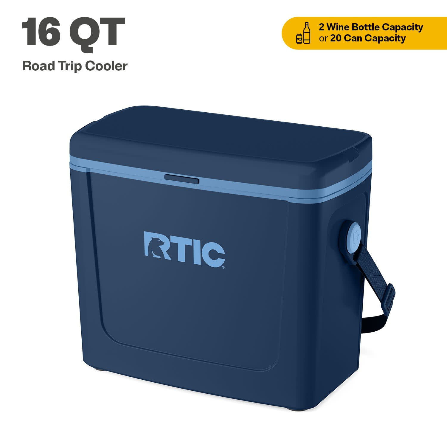 RTIC Road Trip Cooler, 16 QT, 20 Can Hard-Sided Ice Chest Cooler, Navy & Denim - Walmart.com