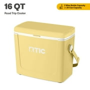 RTIC Road Trip Cooler, 16 QT, 20 Can Hard-Sided Ice Chest Cooler, Sunlight/White