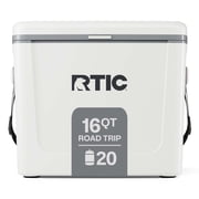 RTIC Road Trip 16 Qt Hard-Sided Cooler, Fits 12 Cans, White & Grey